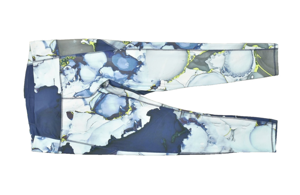 Under Armour Women's XL HeatGear Blue Abstract Marble Print Fitted Crop Leggings